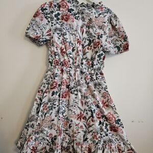 Janie and Jack Floral Kids Midi Dress - Red and Green